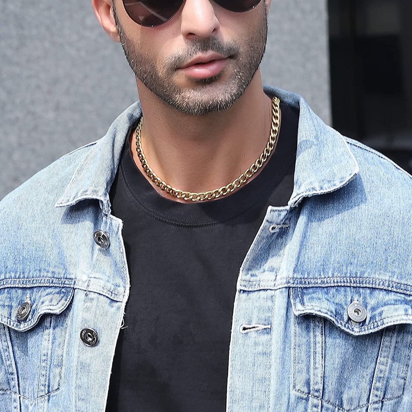 Layered Gold Cross Necklaces for Men Boys Stainless Steel Cuban Figaro Pendant Chain Set Religious Christian Birthday First Communion Easter Basket Stuffers Jewelry Gifts Him Teen Adults Kids