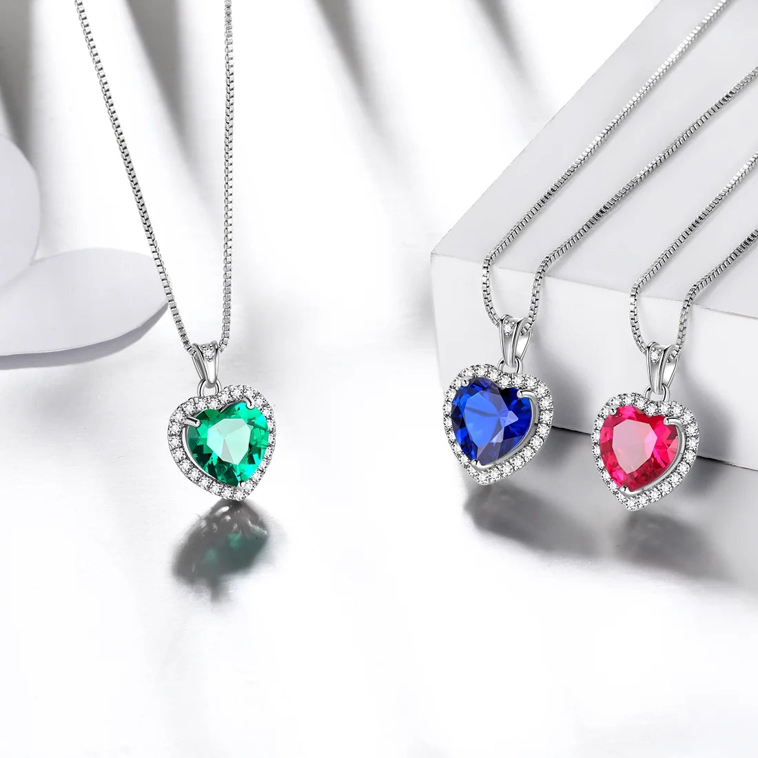 September Birthstone Necklace Women Blue Heart Necklace Sapphire Crystal CZ 925 Sterling Silver Pendant Jewelry Birthday Mother'S Day Gifts