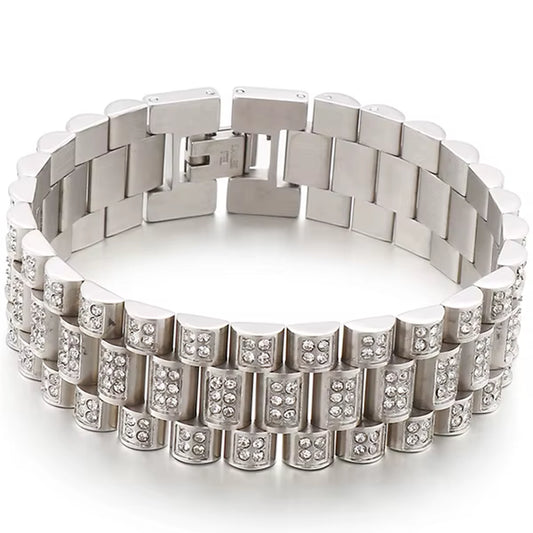 IceLink™ 18MM Gold Strap Chain Bracelet – Street Style Meets Statement Shine