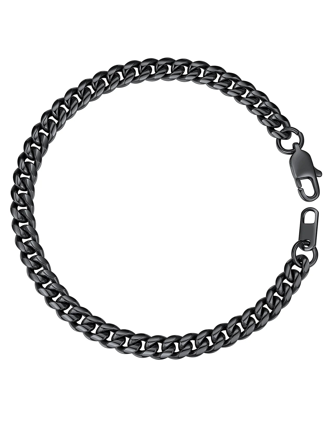 Men Chain Bracelet Black Cuban Curb Bracelet 6MM 8.3 Inch Wrist Bracelet Mens Birthday Valentines Day Jewelry Gifts for Him Dad Adults Age