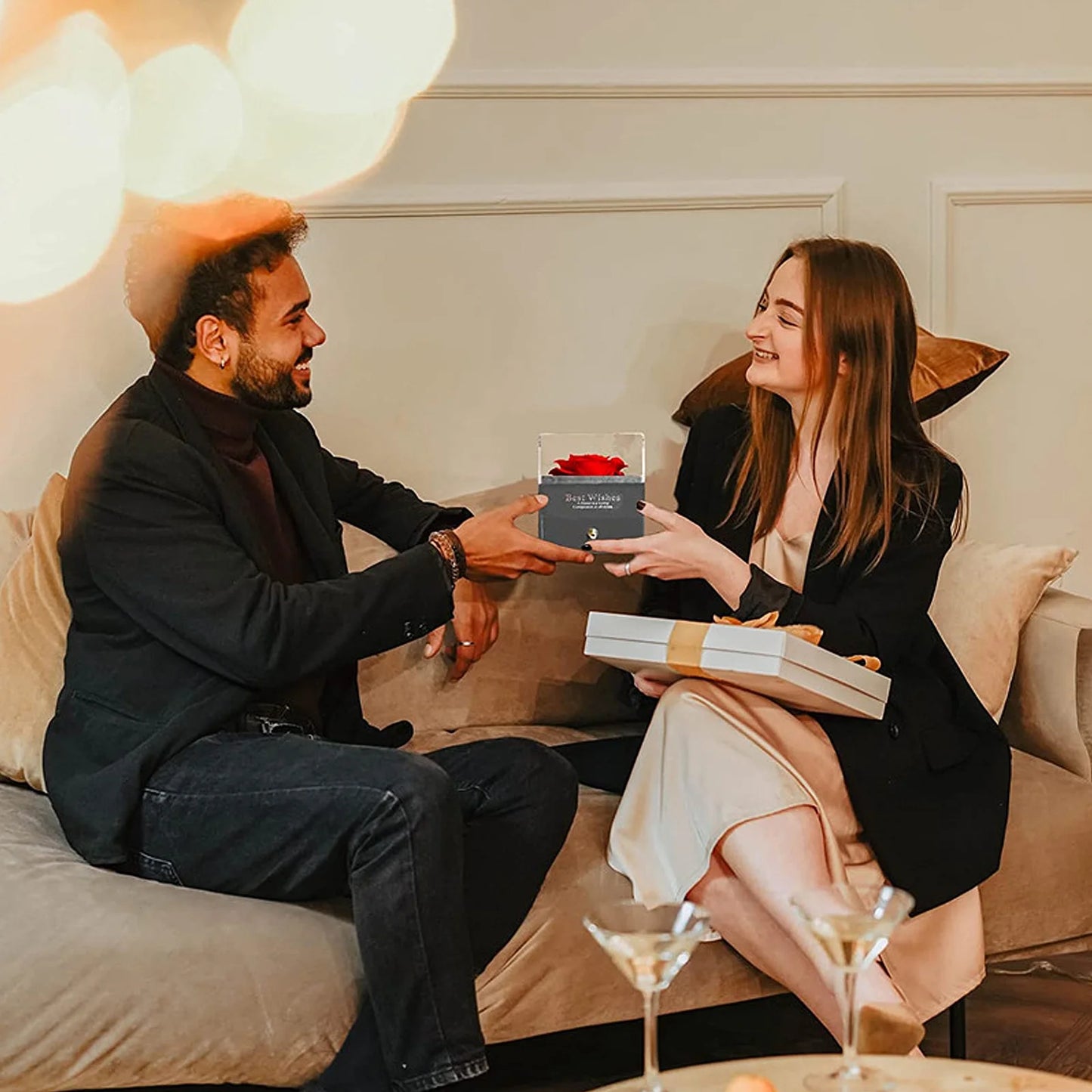 Preserved Red Real Rose with I Love You Necklace in 100 Languages -Eternal Flowers Rose Gifts for Mom Wife Girlfriend Her on Christmas Valentines Day Mother'Sday Anniversary Birthday Gifts for Women